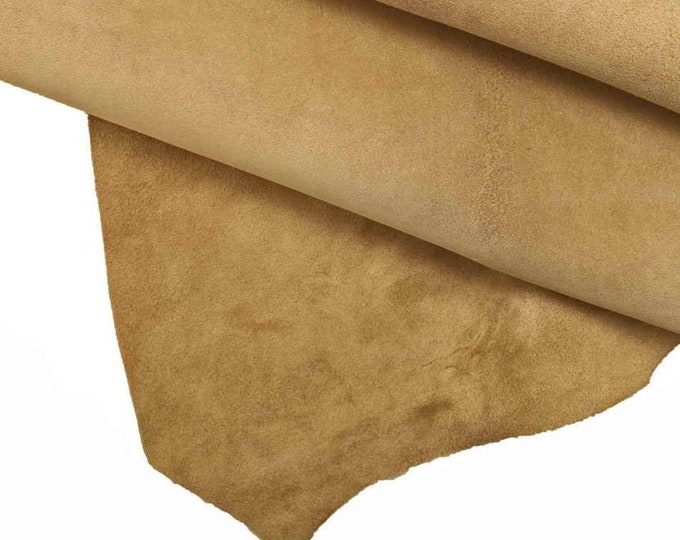 Camel SUEDE leather hides, soft beige velour goat skins for crafter  B12863-TU La Garzarara