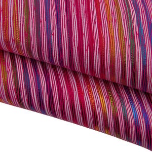 Pelle a RIGHE multicolor, capra scamosciata rosa con stampa arcobaleno, pellame per artigiani B17402-MT(ST) La Garzarara