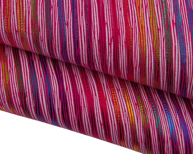 Multicolor STRIPED leather skin, pink suede goatskin with rainbow print ideal for crafting B17402-MT(ST) La Garzarara