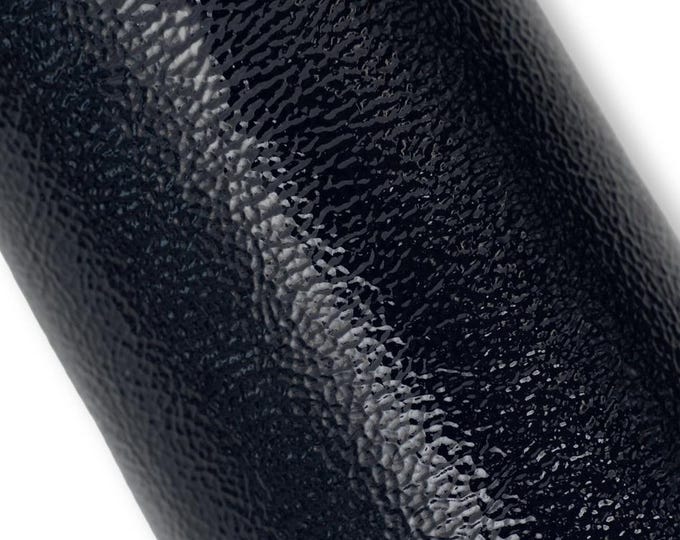 Blue NAPLACK leather hide, soft tiny pebble grain PATENT cowhide, glossy soft calfskin for carfters B19599-TU La Garzarara