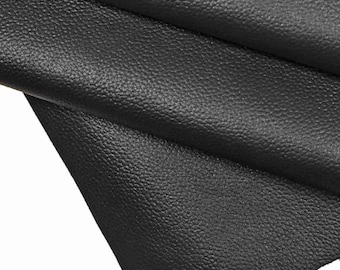 Pebble GRAIN printed leather hide, black embossed cowhide, glossy