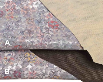 Lona COURO com estampa de flores coloridas - couro estampado multicolorido - laminado prateado esportivo B13814-MT(st) La Garzarara