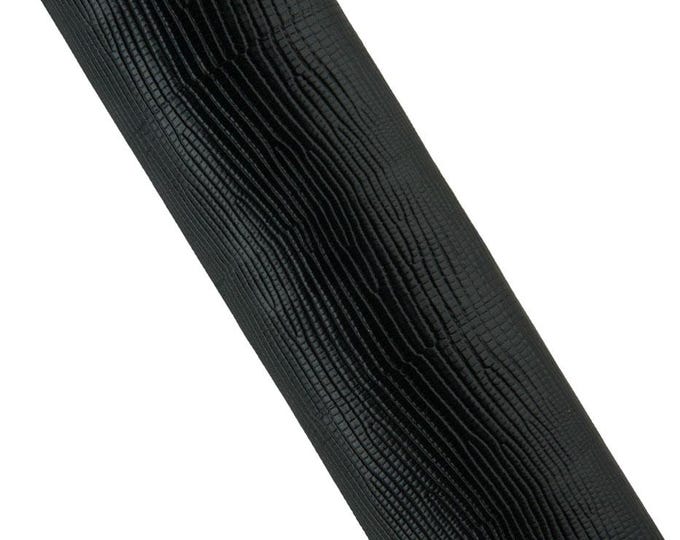 BLACK LIZARD leather skin, glossy embossed goatskin, reptile printed hide for crafters  0.6-0.7 mm  B18923-TB La Garzarara