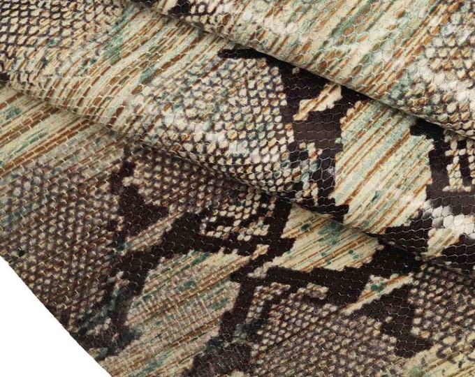 Genuine leather hide calfskin, PYTHON SNAKE textured calfskin, multicolor stripe print italian reptile skin B18834-ST La Garzarara