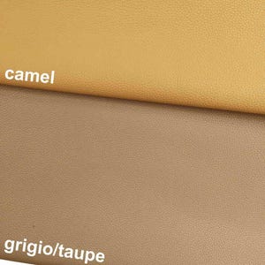 PELLE pieno fiore colore camel, grana DOLLARO, pellame bottalato grigio taupe per borse e arredamento B17575-TU La Garzarara