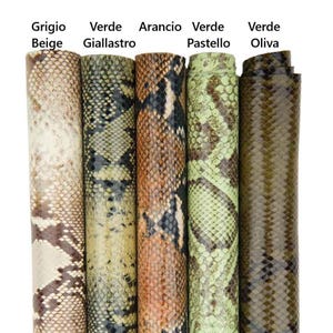 PYTHON printed leather hides, glossy soft SNAKE textured cowhides, reptile pattern on calfskin - various colors B17963-ST La Garzarara
