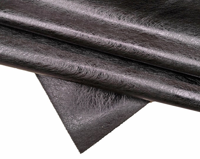 Purple blue METALLIC leather hide, mirror cowhide scratch print, glossy calfskin B16206-MT La Garzarara