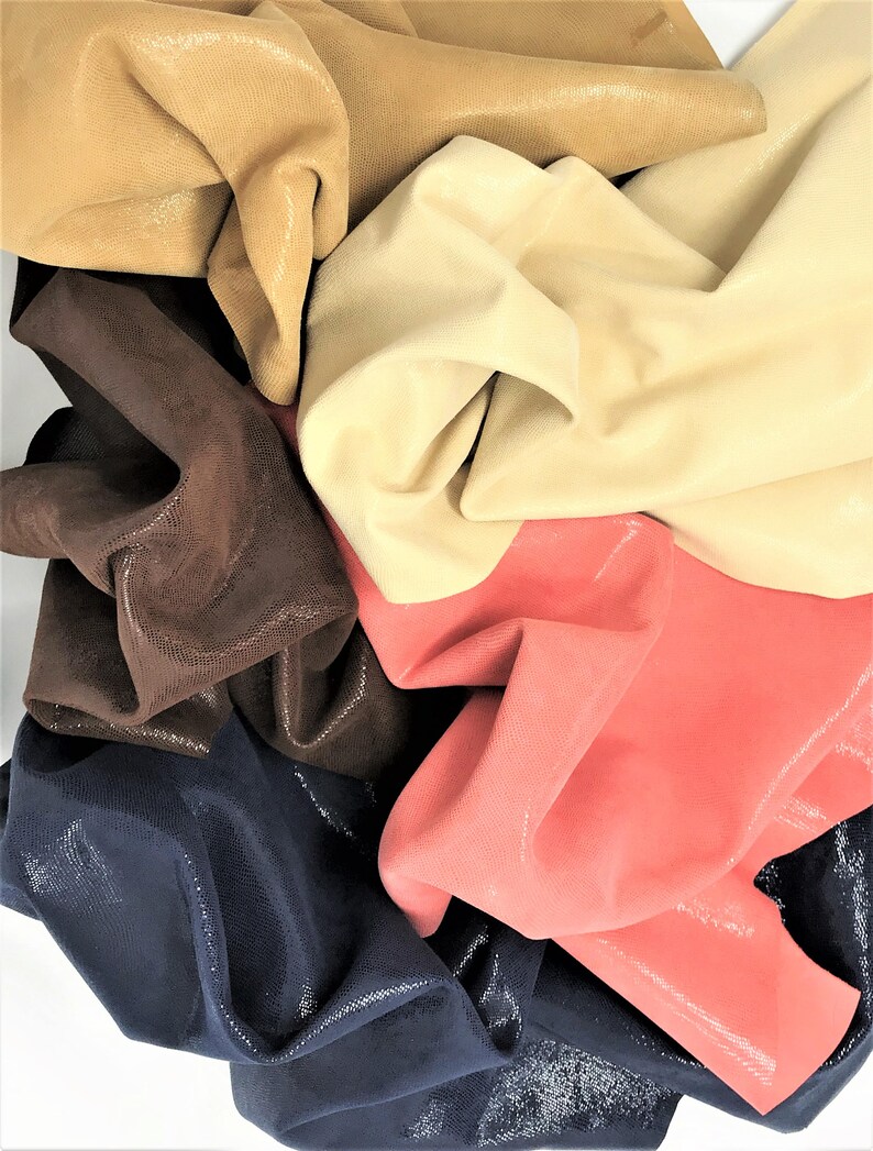 Italian leather suede with glossy little lizard printing in five different colors soft skin A2229-ST La Garzarara