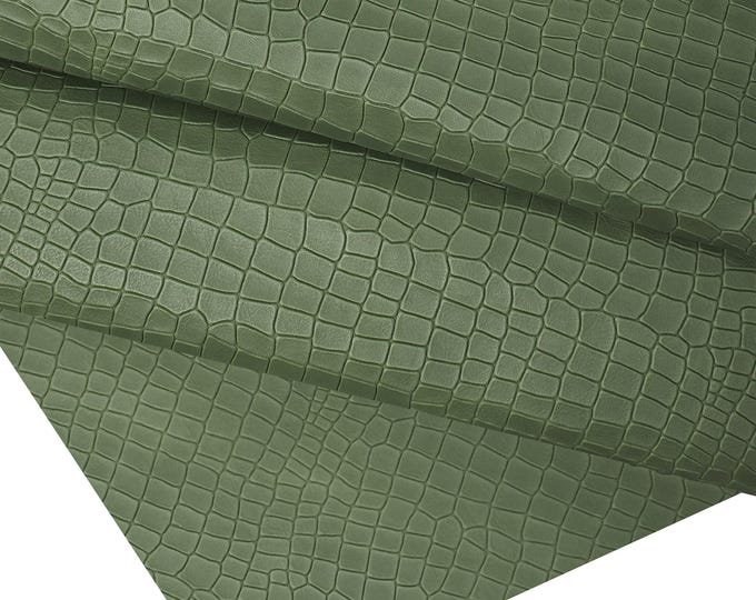 CROCODILE embossed leather hide, croc printed semi glossy cowhide, purple, red, green, black calfskin B16556-ST  La Garzarara