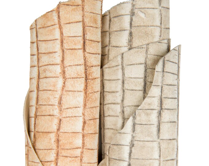 CROCODILE printed leather skin, ANIMAL pattern suede goatskin, soft hide for diy creations B17706-ST La Garzarara