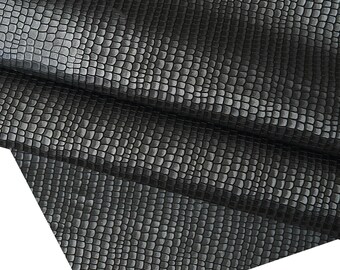 Crocodile embossed leather hide, grey/black and red/black glossy cowhide, soft croc printed calfskin b16551-mt(st)