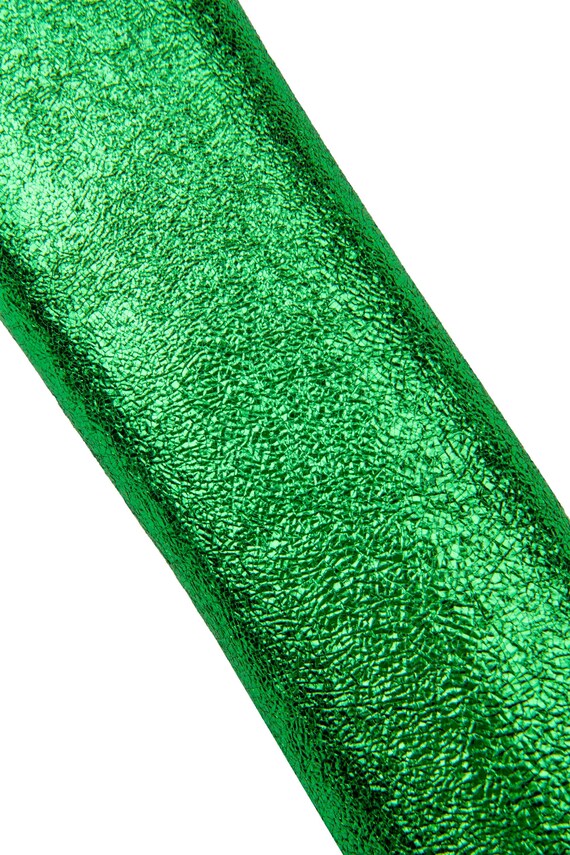 Green METALLIC Leather Skin, Wrinkled Bright SPARKLE Goatskin