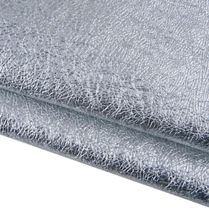 Silver METALLIC leather skin, CRACKLED wrinkled soft goatskin hide, 0.9 - 1.1 mm B17349-MT La Garzarara