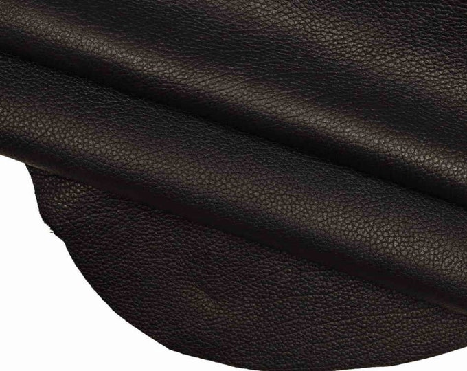 Premium Pebble Black cowhide leather hide, fine grain cow, matt selected soft calfskin for crafting. 1.3 - 1.5 mm B17643-TB La Garzarara