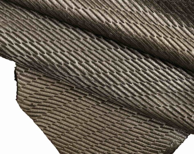STEEL METAL hair on leather hide, geometrical printed metallic pony calfskin, engraved textured soft cowhide B13165-CV La Garzarara
