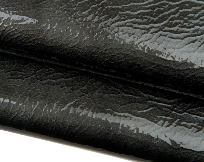 Dark grey NAPLACK leather skin, glossy PATENT sheepskin, soft wrinkled  lambskin for hobbyists B17946-TU La Garzarara