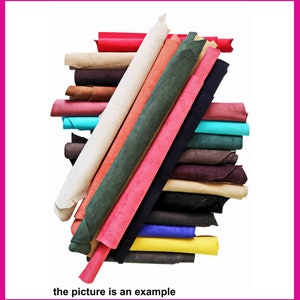Ritagli PELLI SCAMOSCIATE e NUBUCK assortimento casuale scampoli media dimensione tinta unita, colori vari 0,500 kg- 0,750 kg- 1 kg- 2 kg