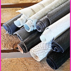 Scampoli di pelli miste, tonalità di BIANCO, NERO e GRIGIO in diverse stampe e colori     0,500 kg - 0,750 kg - 1 kg - 2 kg   B092/B