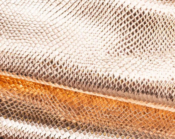 Pink PYTHON leather skin, reptile printed METALLIC goatskin, elegant soft glossy hide, ideal for crafting B19655-MT(st) La Garzarara