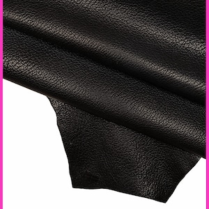 PELLAME NERO con grana, capra nera stampata, pelle morbida sportiva, 1.5 - 1.7 mm B14194-TB La Garzarara