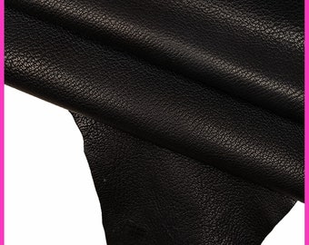 BLACK GRAINY leather hide, tiny pebble grain goatskin, soft sporty skin, 1.5 - 1.7 mm B14194-TB La Garzarara