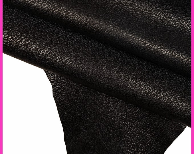 BLACK GRAINY leather hide, tiny pebble grain goatskin, soft sporty skin, 1.5 - 1.7 mm B14194-TB La Garzarara