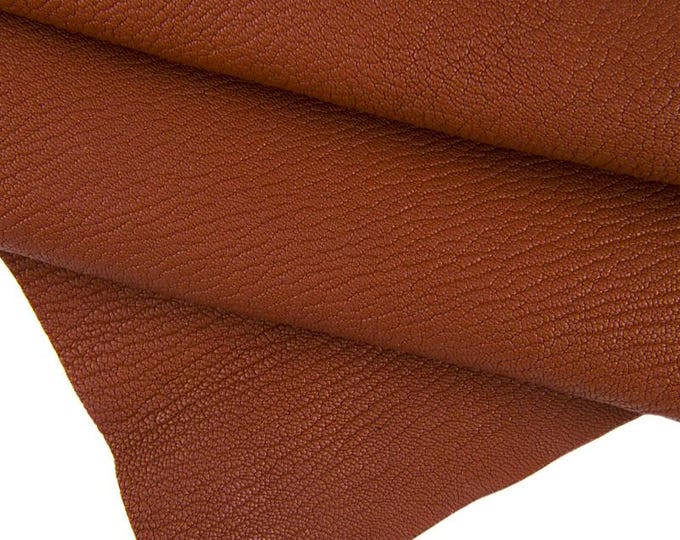 Reddish BROWN goatskin, brick red tiny pebble grain printed skin, soft thick leather hide, 1.8 - 2.0 mm B16674-TU La Garzarara