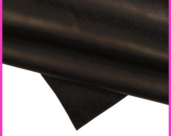 BLACK soft leather hide, smooth silky cowhide, solid color sporty calfskin, 0.9 - 1.2 mm B16075-TB La Garzarara