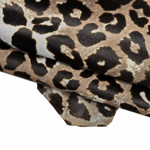 Pelle di cavallino stampa leopardo, vitello effetto pony disegno animalier, pellame con pelo morbido B15145-CV La Garzarara