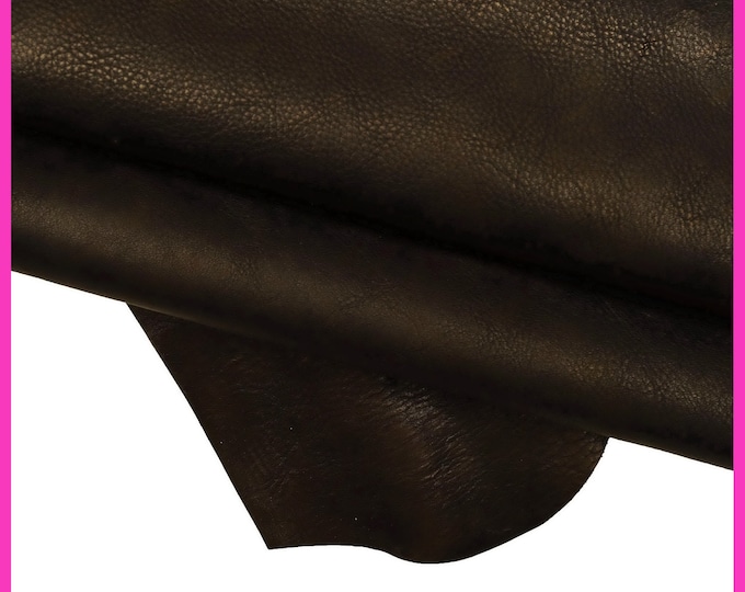 Black and Dark Brown Lambskin – Vegetable Tanned Leather, Soft Wrinkled Sheepskin with Vintage Texture B16049-VT La Garzarara