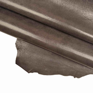 Capre vegetalizzate concia VEGETALE lucida grigio cuoio cioccolato  marrone - pellame liscio capra morbida vintage B13788-VT La Garzarara