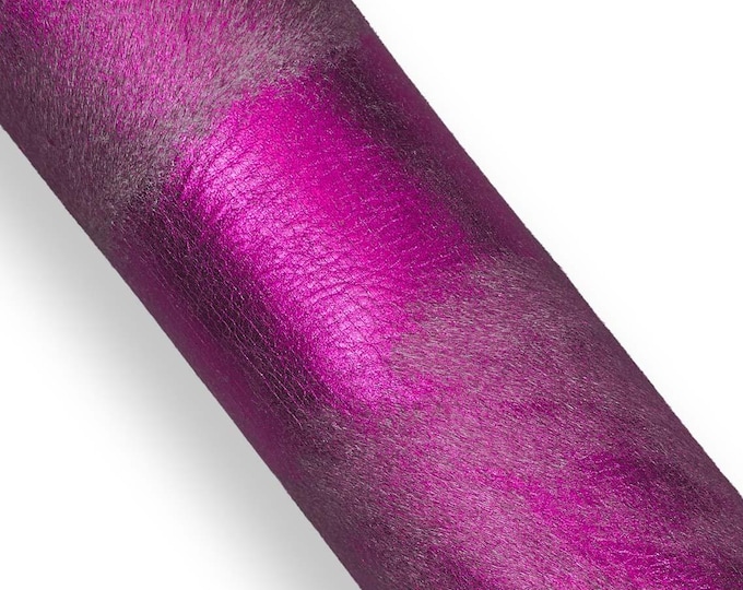 Metallic CAVALLINO hair on leather hide, purple aged shaded pony calfskin, soft, ideal for diy projects B18376-CV  La Garzarara