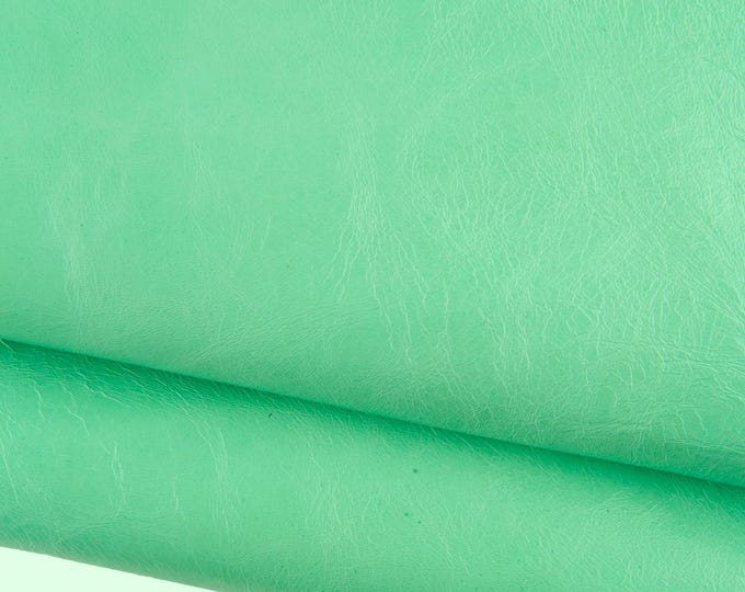 Turquoise GLOSSY leather skin, acquamarine soft goatskin, wrinkled NAPLACK goat kid for hobbyists B19092-TU La Garzarara