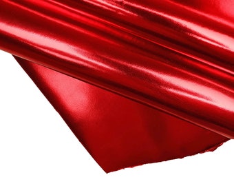 PINK RED metallic leather hide, smooth mirror metal calfskin shiny, glossy cowhide, stiff skin B14185-MT La Garzarara