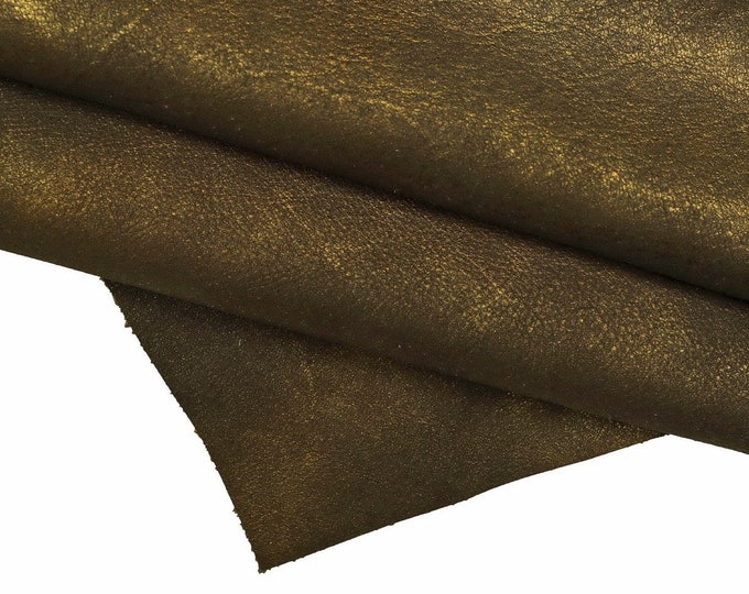 Marbled leather hide, sporty vintage tiny pebble grain vintage goatskin with shades, metallic aged skin 1.3 - 1.5 mm B16386-VT La Garzarara
