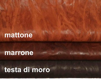 Aged nappa skin, vintage washed sheep leather, distressed crinkled lambskin in brown tones, color options B13900-VT La Garzarara