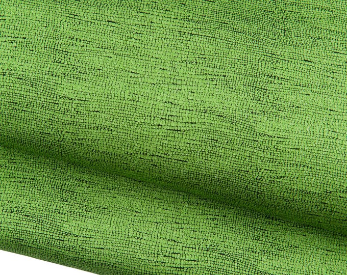 Neon GREEN leather skin, soft METALLIC goatskin, bright glitter snake-like textured hide for crafters B19079-MT La Garzarara