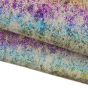 Pelle multicolor laminata, vitello stampa ARCOBALENO, pellame metallizzato a strisce B17382-MT(ST) La Garzarara