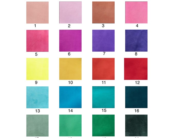 SUEDE leather assorted colors, soft velvety leather skin, suede hide solid bright colors choice leather for DIY projects  B19137-TU