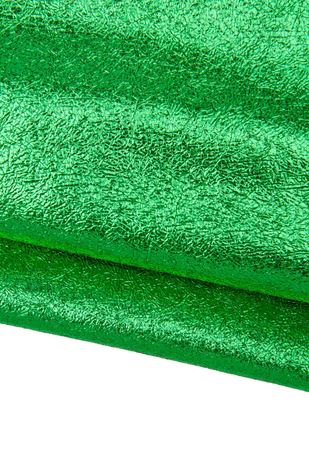 Green METALLIC Leather Skin, Wrinkled Bright SPARKLE Goatskin