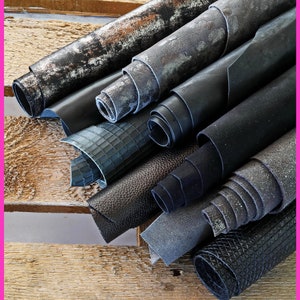 Scampoli di pelle miste, toni NERO e GRIGIO, stampe e fantasie varie, ideali per l'artigianato  0,500 kg- 0,750 kg- 1 kg- 2 kg   B087/B