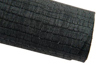 Black crocodile printed leather skin, CROC embossed goatskin, METALLIC carved hide, medium softness B16648-MT(st) La Garzarara