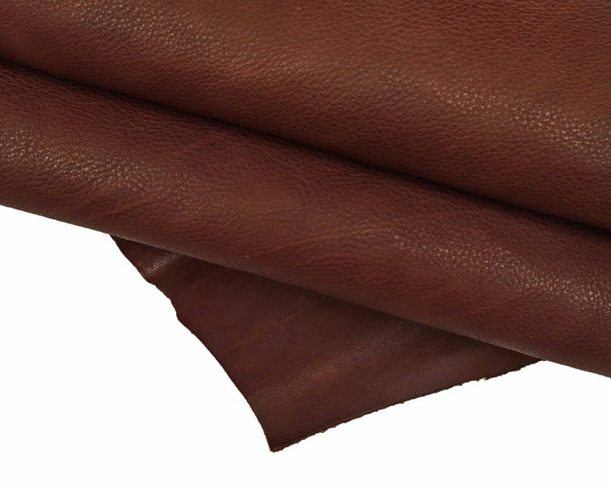 Vintage Burgundy Leather Hide Tiny Pebble Grain Sporty Soft Pull Up Calfskin Natural Vegetable Tanned Cowhide B14726-VT La Garzarara