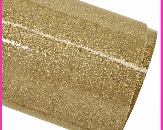 Beige patent leather hide with light gold glitter, metallic glittered cowhide, stiff glossy calfskin b14885-mt