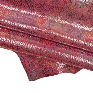 Pelle laminata stampata CRAKLE, pellame scamosciato OLEOGRAFICO, camoscio su capra metallizzata morbida B15912-MT(st)   La Garzarara
