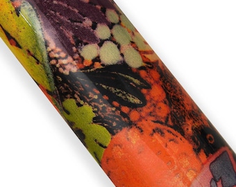 Multicolor printed leather hide, glossy abstract artistic leather skin with floral print for bags bold designB18059-ST La Garzarara
