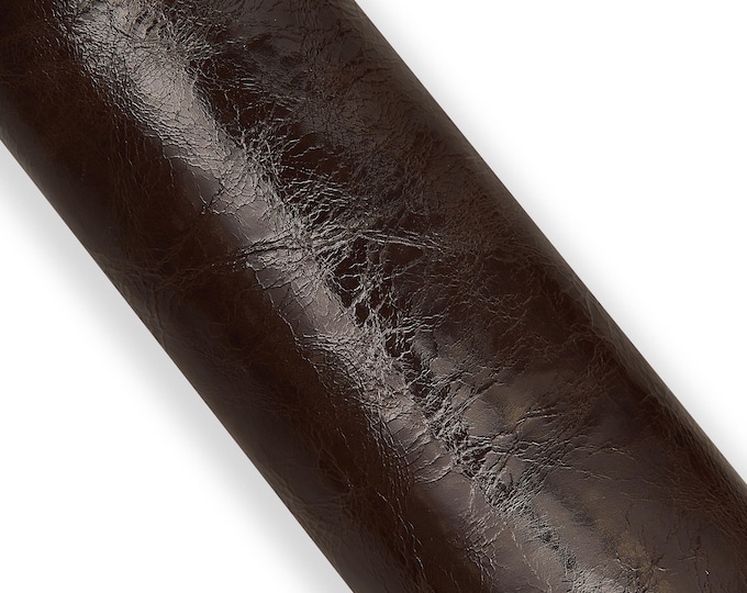 Dark brown WRINKLED leather skin, VINTAGE glossy  goatskin, soft hide for crafting  0.6 - 0.7 mm B18063-VT La Garzarara