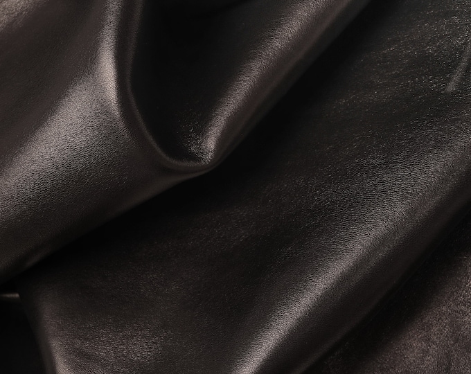 BLACK NAPPA leather skin, smooth super soft sheepskin, quite glossy lambskin for crafting, shoes, garments, gloves B17369-TB La Garzarara