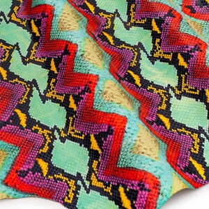 Multicolor PYTHON printed leather hide, reptile textured calfskin, snake pattern on glossy soft hide for DIY B18994-ST La Garzarara A 6/7 pq/A 6/7 sqft
