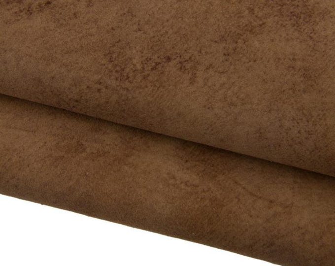 Brown SPORTY suede leather skin, tan aged distressef goatskin, soft vintage hide for hobbyists B17242-VT La Garzarara